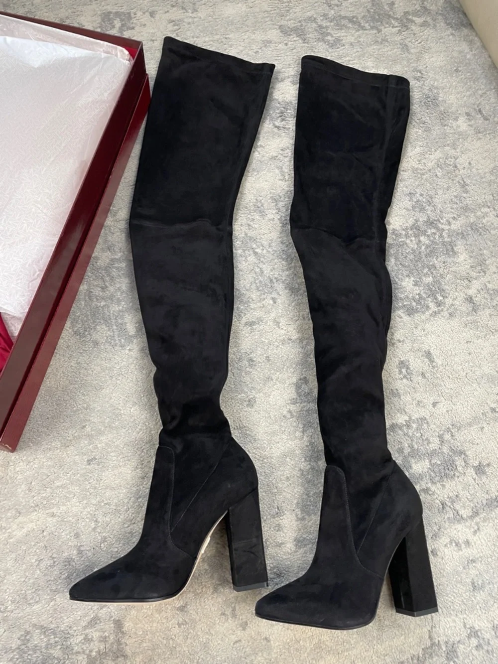 NIB Tamara Mellon Helmut Over The Knee Stretch Suede Boots Thigh Black 37